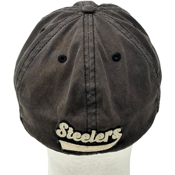 Distressed Pittsburgh Steelers Hat Cap Flex Fitted L/XL Black Old Orchard Beach - Picture 3 of 14